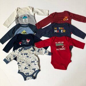 Lot of 7 long sleeve onesies infant baby boy size 3 Months